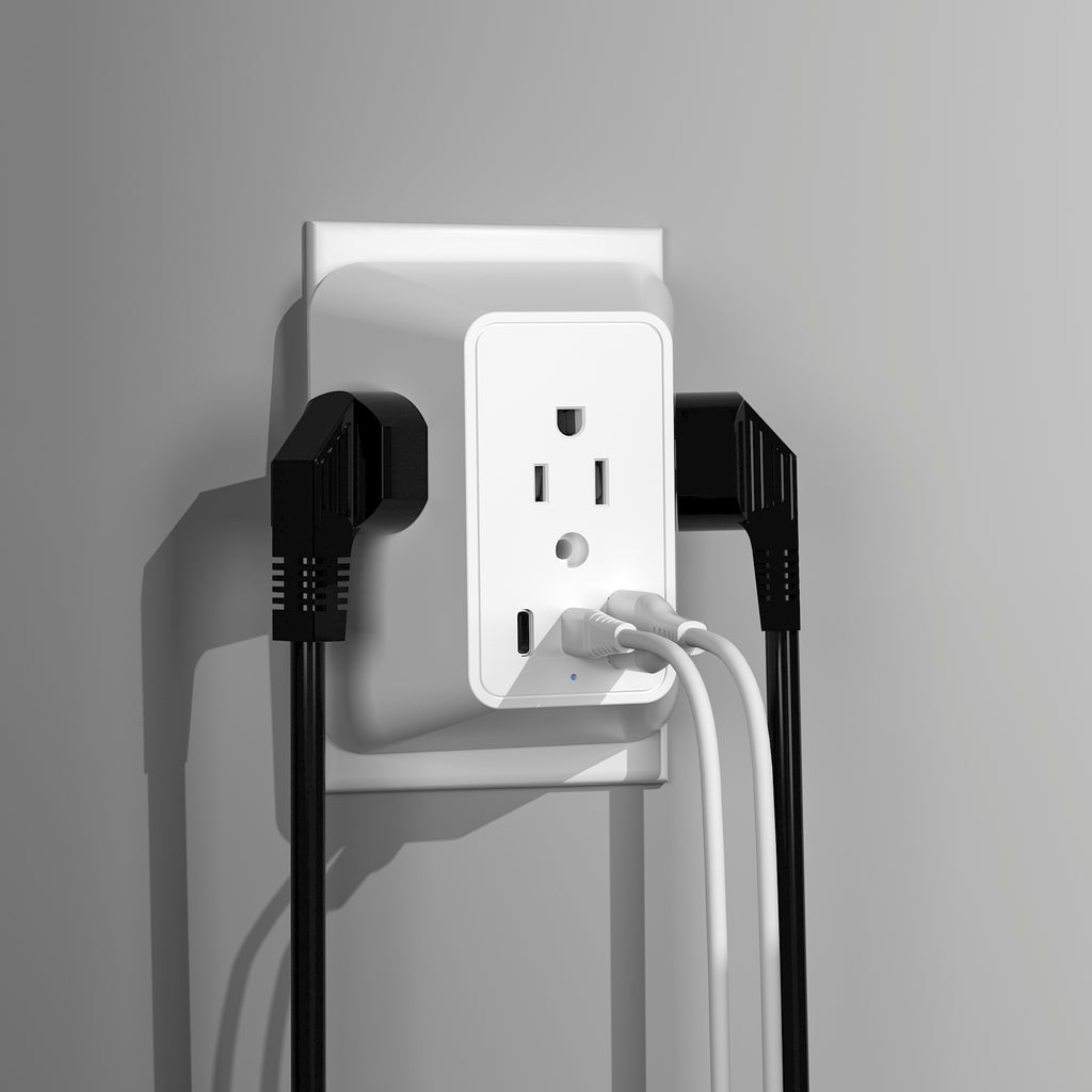 LAX Wall Plate Surge Protector Outlet Adapter with 3 Outlets, 2 USB-C Ports, and 1 USB Port