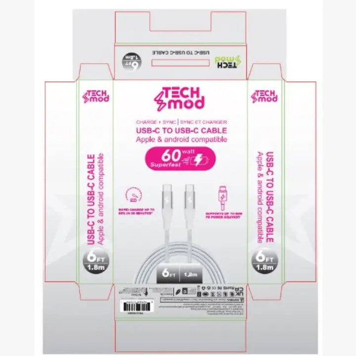 USB-C to USB-C Mesh Cable – 6ft