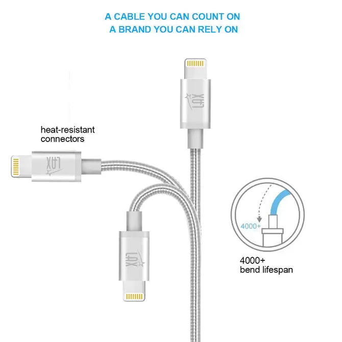 Apple MFi Certified Iphone to Metallic USB Cable (4ft)