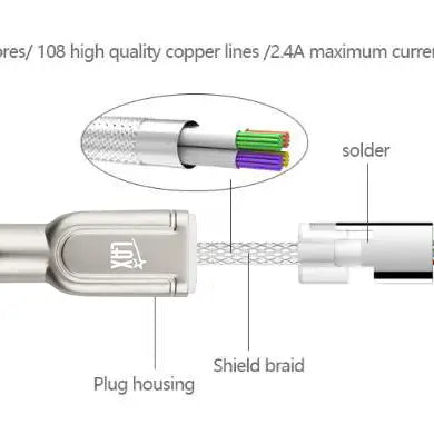 Apple MFi Certified Iphone to Metallic USB Cable (4ft)