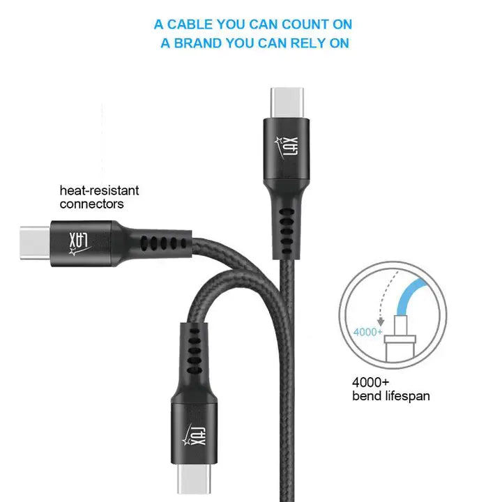 USB-C to USB-C Fast Charging Braided Cable 10ft