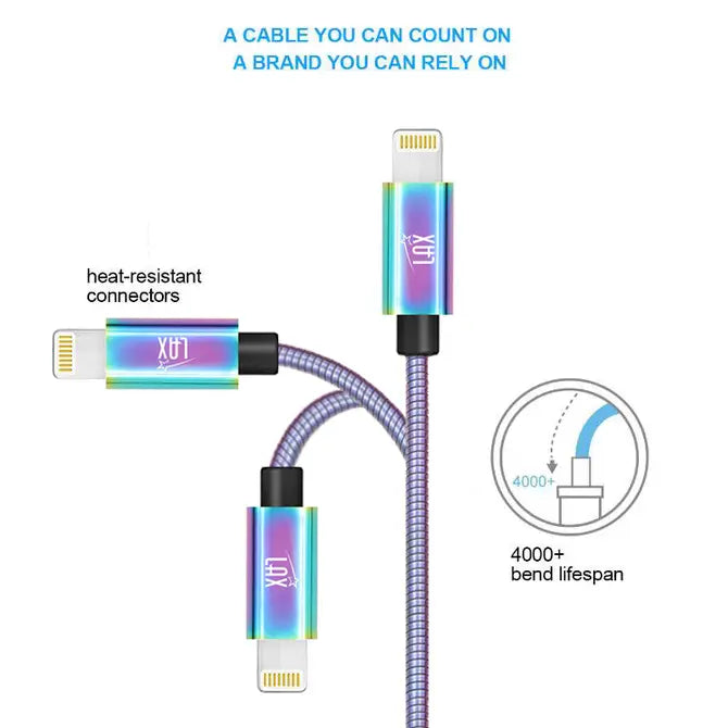 Apple MFi Certified Iphone to Metallic USB Cable (4ft)