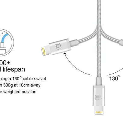 Apple MFi Certified Iphone to Metallic USB Cable (4ft)