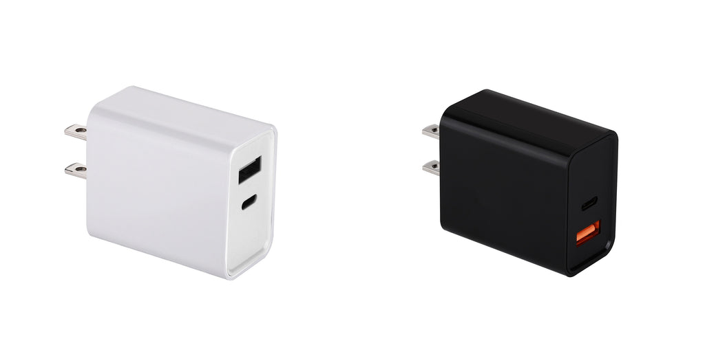 2-Pack PD 20W 2-Port USB-C Wall Charger - Black & White