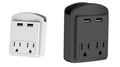 2 - Pack Surge Protector 2 Wall Outlets and 2 USB Ports - Black & White