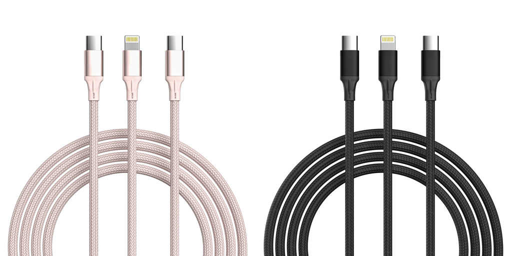 2-Pack 3-in-1 Charging Cable - Black & Pink
