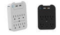 2-Pack Surge Protector 6 Wall Outlets and 2 USB Ports - Black & White