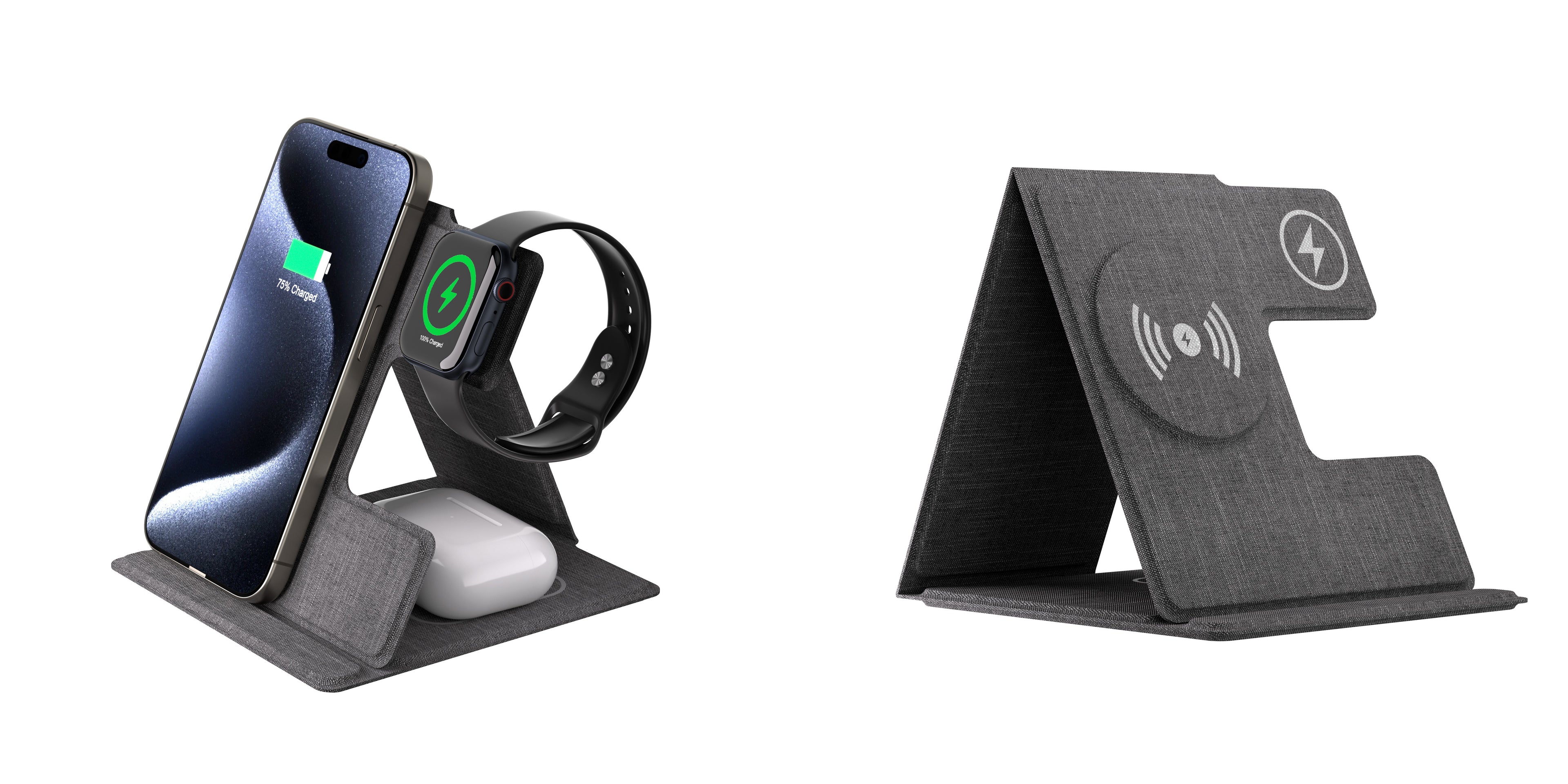 2-Pack MagSafe compatible Fabric Travel 3-in-1 Charging Stand