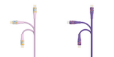 2-Pack Apple MFi Certified Braided Nylon USB to Lightning Cables - 4 Feet - Floral Bouquet & Purple Flowers