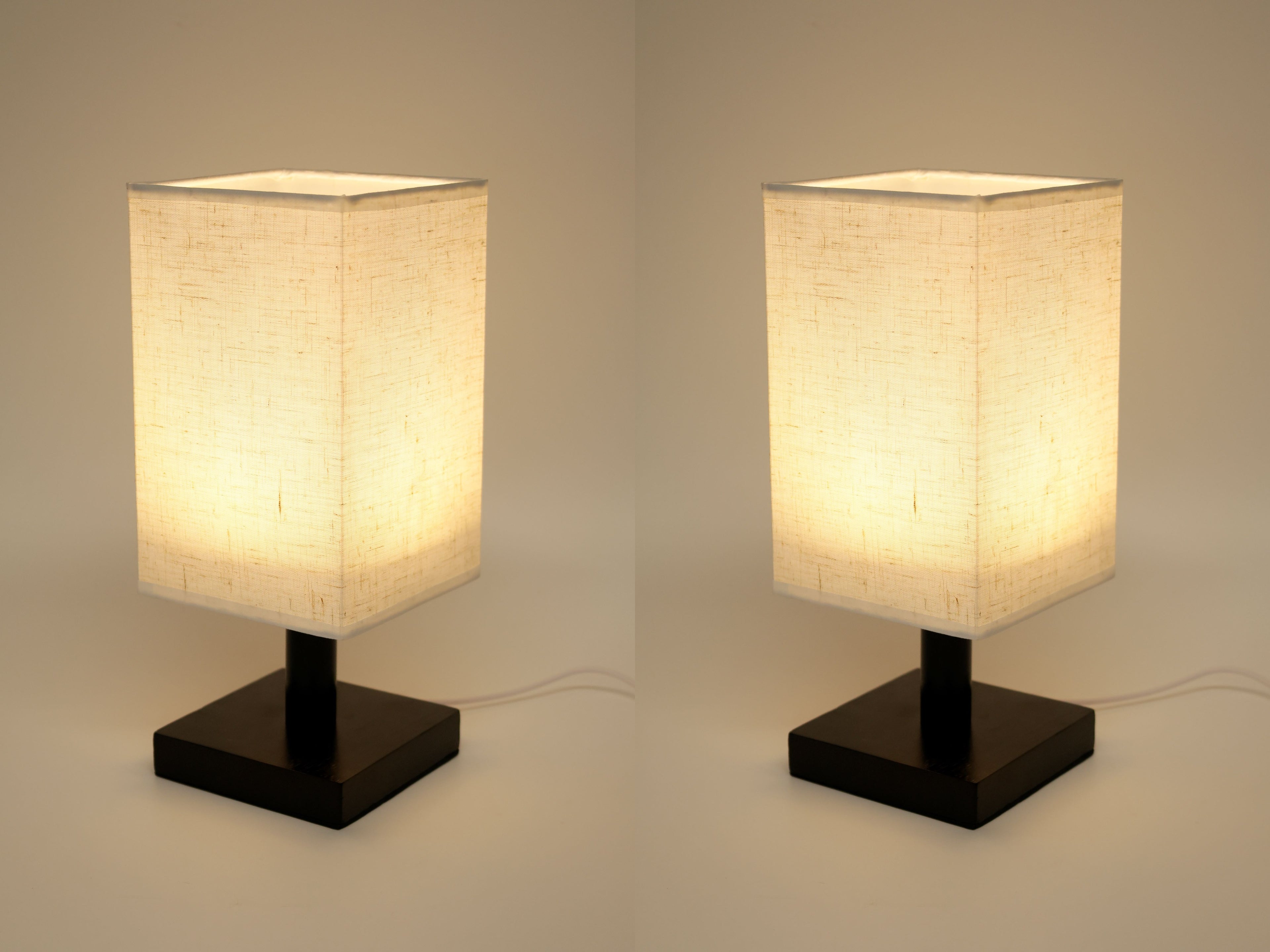 2-Pack LED Lamp - Fabric Square Shade - Black