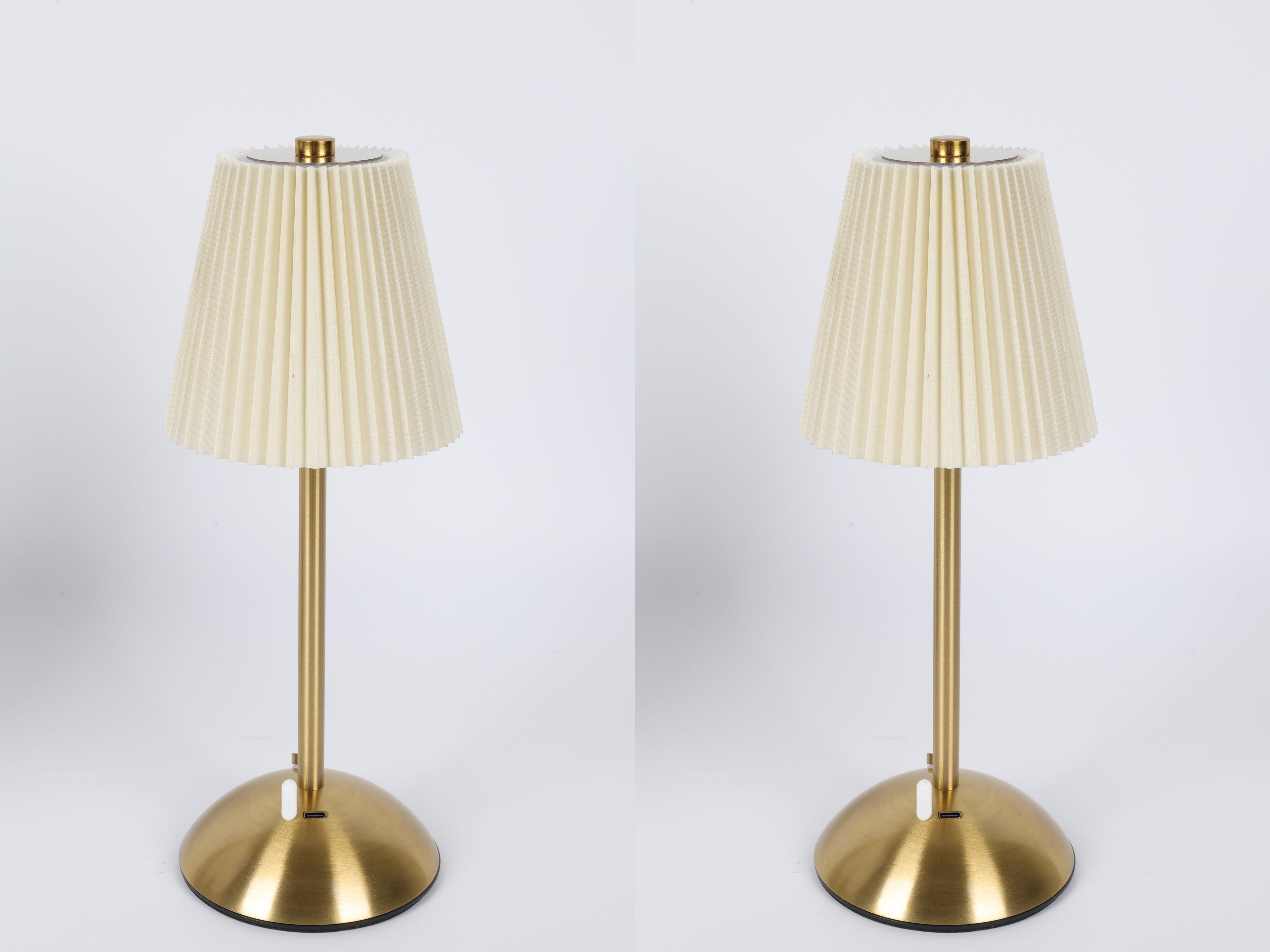 2-Pack LED Lamps - Pleated Fabric - Gold