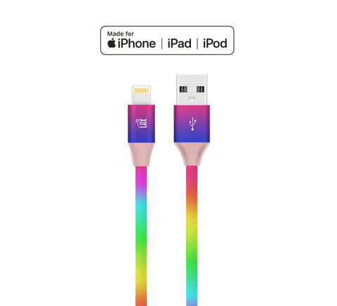 LAX iPhone Charger Lightning Cable - Rainbow MFi Certified Durable Braided Apple Lightning USB Cord for iPhone 11/11 Pro Max/XS Max/X/iPad, iPod & More