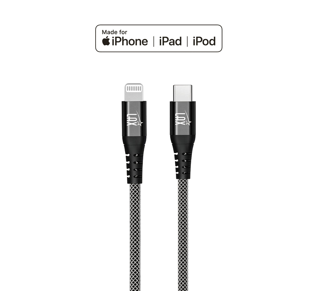 LAX USB C to Iphone Cable - 4 FT [Apple MFi Certified] Fast Charging Braided Sync Cord, Compatible with iOS Devices iPhone 11/11 Pro/11 Pro Max/XS Max/XS/XR/X/8 Plus/8, iPad & More