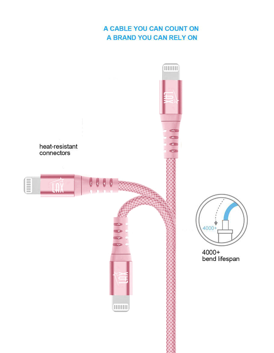 LAX USB C to Iphone Cable - 4 FT [Apple MFi Certified] Fast Charging Braided Sync Cord, Compatible with iOS Devices iPhone 11/11 Pro/11 Pro Max/XS Max/XS/XR/X/8 Plus/8, iPad & More