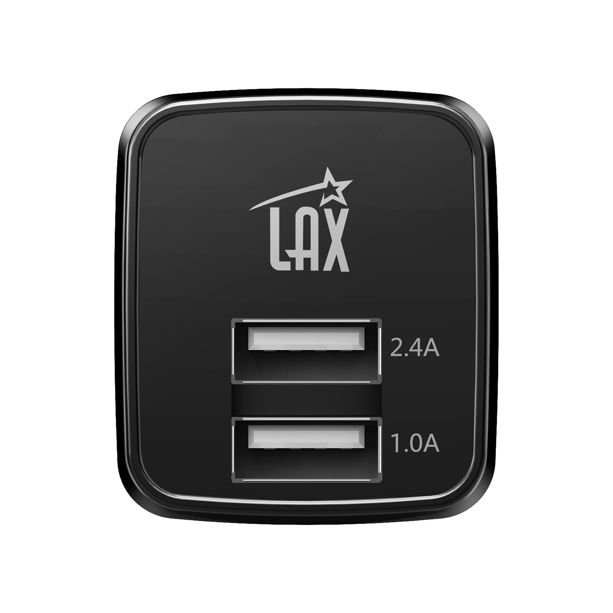 LAX 2 Port USB Wall Charger 2.4A with Apple MFi Certified Iphone Cable (6ft)