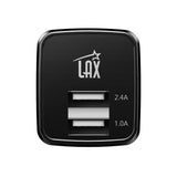 LAX 2 Port USB Wall Charger 2.4A with Apple MFi Certified Lightning Cable (6ft)