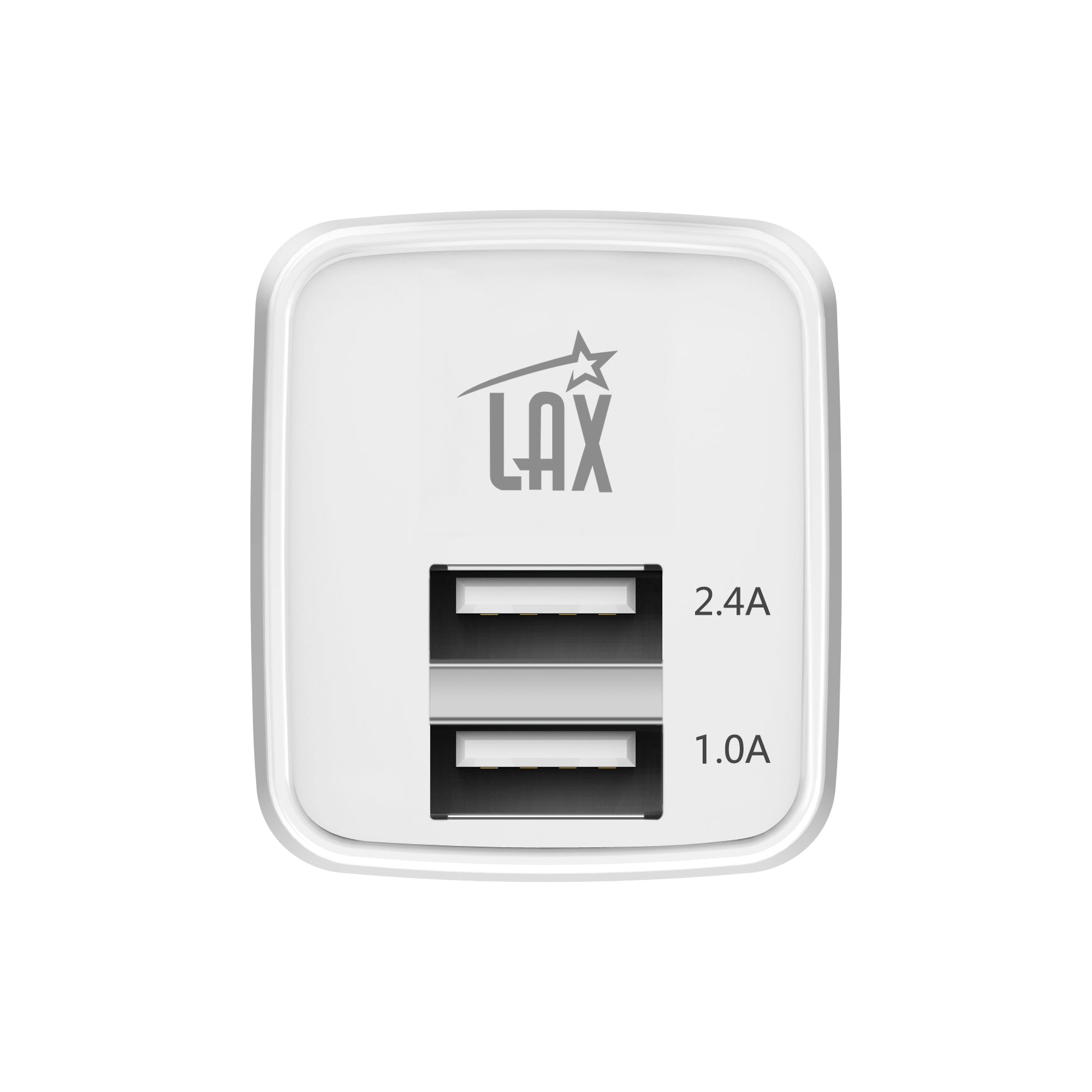 LAX 2 Port USB Wall Charger 2.4A with Apple MFi Certified Iphone Cable (6ft)