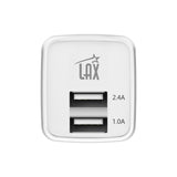 LAX 2 Port USB Wall Charger 2.4A with Apple MFi Certified Lightning Cable (6ft)