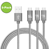 2 Pack Durable Braided Micro USB Cables (10ft)