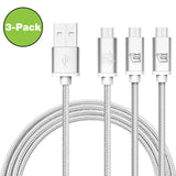 2 Pack Durable Braided Micro USB Cables (10ft)