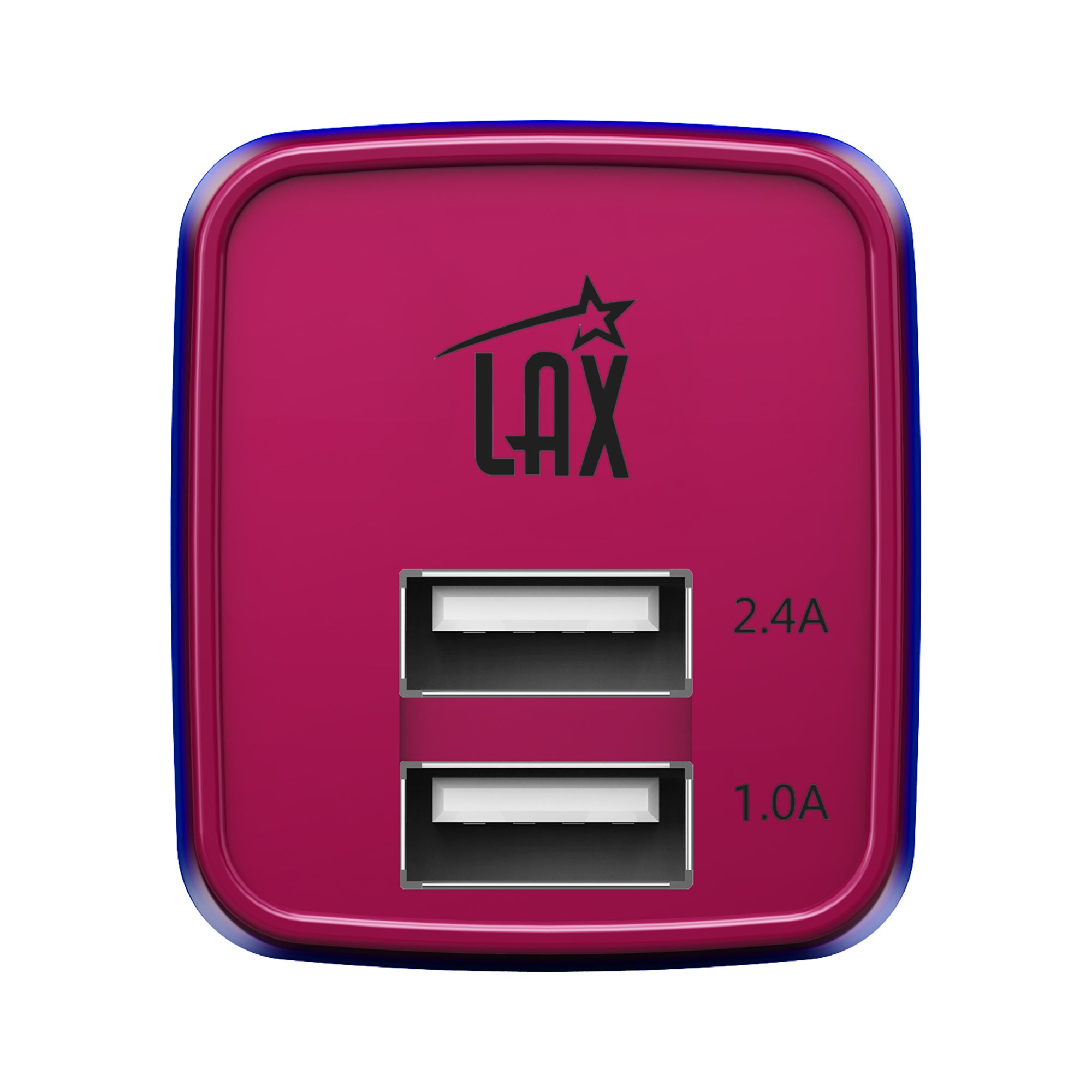 LAX 2 Port USB Wall Charger 2.4A with Apple MFi Certified Iphone Cable (6ft)