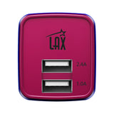 LAX 2 Port USB Wall Charger 2.4A with Apple MFi Certified Lightning Cable (6ft)