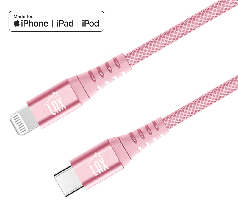 LAX USB C to Iphone Cable - 4 FT [Apple MFi Certified] Fast Charging Braided Sync Cord, Compatible with iOS Devices iPhone 11/11 Pro/11 Pro Max/XS Max/XS/XR/X/8 Plus/8, iPad & More