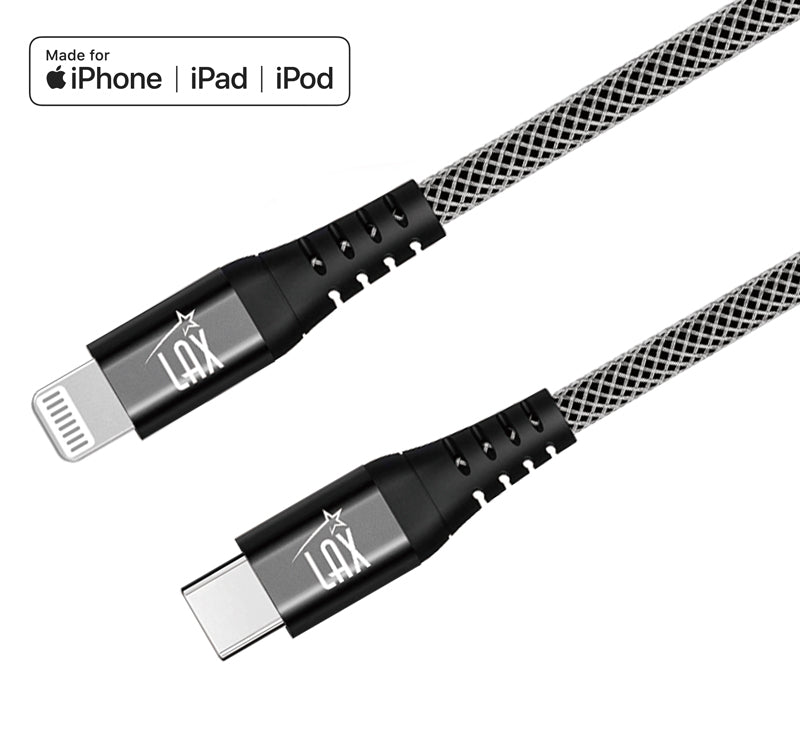 LAX USB C to Iphone Cable - 4 FT [Apple MFi Certified] Fast Charging Braided Sync Cord, Compatible with iOS Devices iPhone 11/11 Pro/11 Pro Max/XS Max/XS/XR/X/8 Plus/8, iPad & More