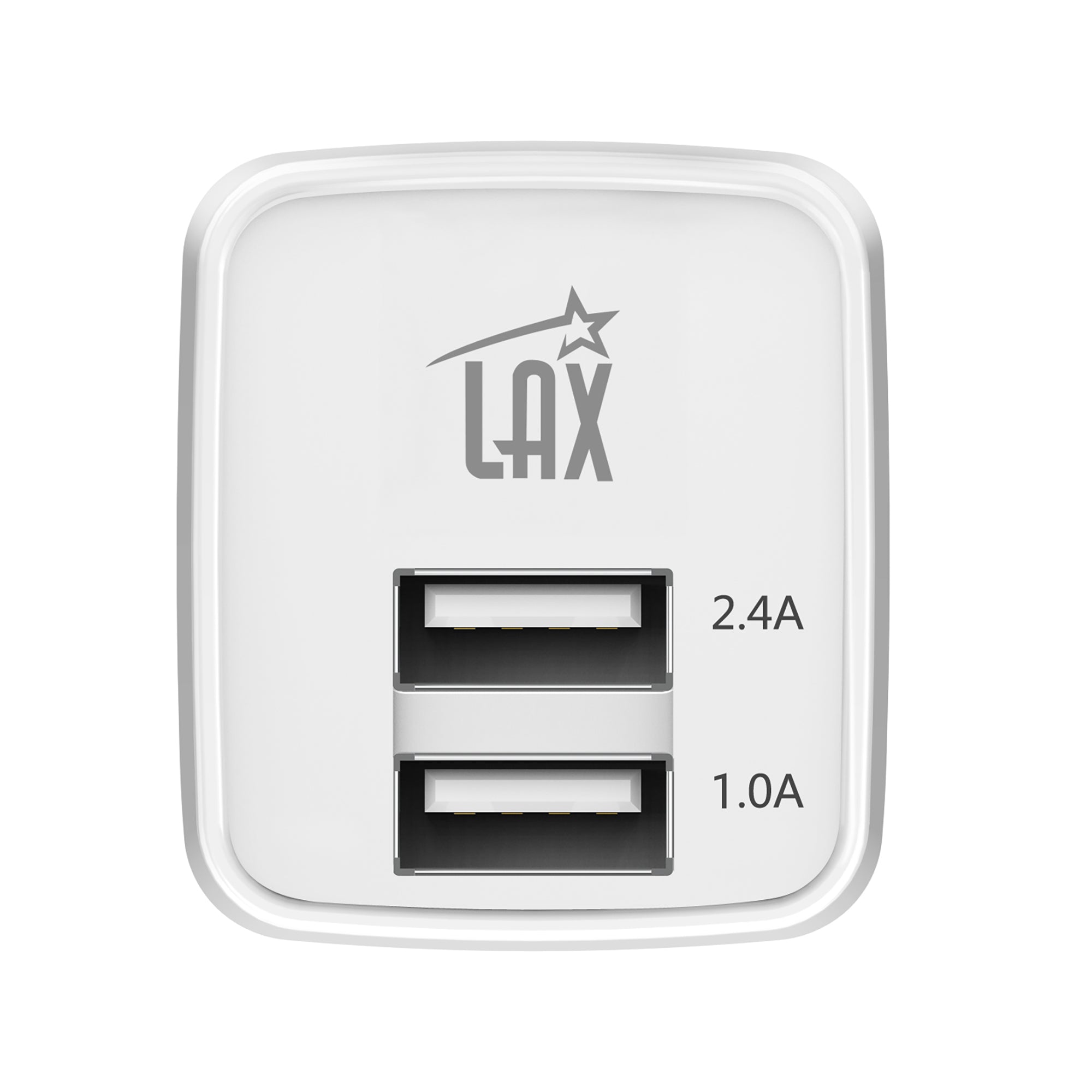 LAX 2 Port USB Wall Charger 2.4A with Apple MFi Certified Iphone Cable (6ft)
