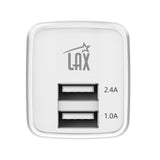 LAX 2 Port USB Wall Charger 2.4A with Apple MFi Certified Lightning Cable (6ft)