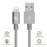 [2 Pack] iPhone charger, LAX Gadgets Lightning to USB Braided Cable (4ft) for iPhone 6s 6 Plus 5s 5c 5, iPad Pro Air 2, mini [Apple MFi Certified] (Gray)