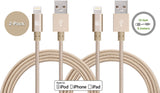 [2 Pack] LAX 10ft Long Apple MFi Certified iPhone Charger - Durable Braided Lightning Cord for iPhone 6s / 6s Plus / 6 / 6 Plus / 5s / 5c / 5 / iPad Air 2 / Air / Mini 4 / 3 / 2 / Pro / (Gold)