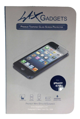LAX Gadgets Rounded Edges Tempered Glass Screen Protector Clear for iPhone 4/4s - Retail Packaging - Clear