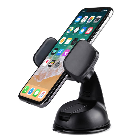 LAX Pro Grip Phone Holder Car Mount with Suction Cup for Dashboard and Windshield - Black