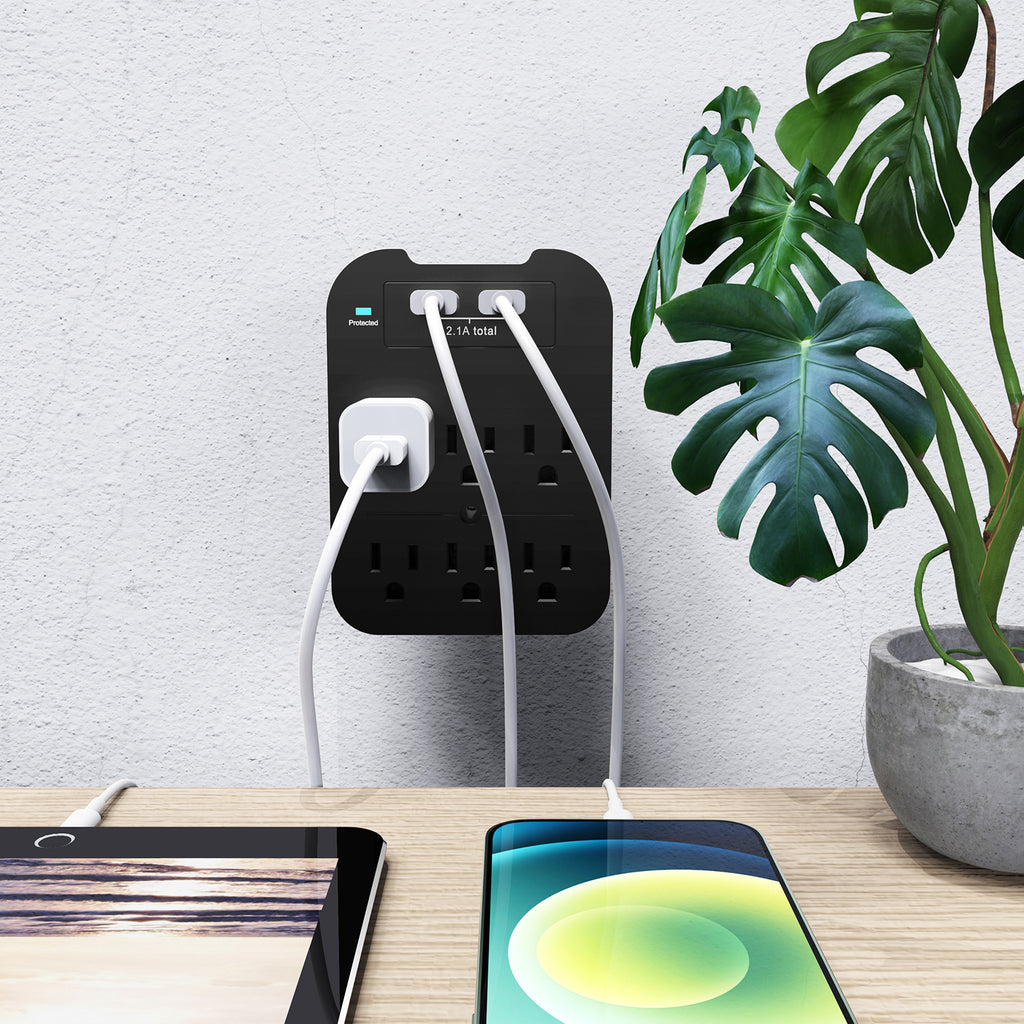 Surge Protector 2 or 6 Wall Outlets and 2 USB Ports