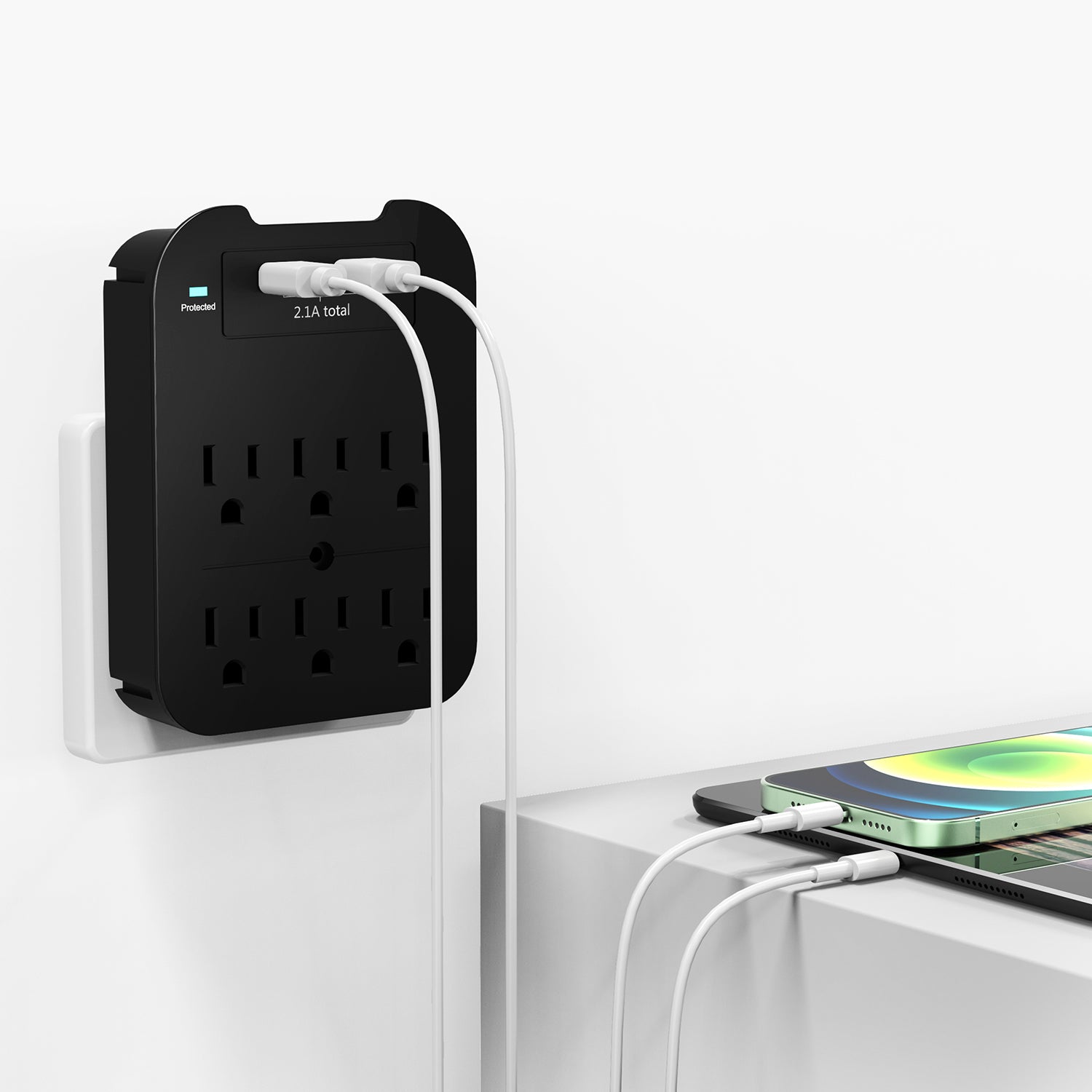 Surge Protector 2 or 6 Wall Outlets and 2 USB Ports