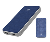 LAX Stylish Fabric 10000mAh Dual USB Portable Power Bank Battery with Dual Inputs Lightning and Micro