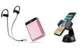 Bundle: Water Resistant Sports Earphones with Dashboard Car Mount Phone Holder and 12000mAh Power Bank