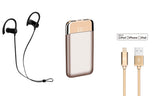 Bundle: 12,000mAh Power Bank with Bluetooth Sports earphones and Apple Certified Lightning Cable (4ft)