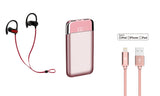 Bundle: 12,000mAh Power Bank with Bluetooth Sports earphones and Apple Certified Lightning Cable (4ft)