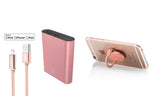 Bundle: Dual USB 12,000mAh Power Bank with Apple Certified Lightning Cable 4ft and Phone Holder Grip Ring