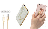 Bundle: Marble Power Bank 8000mAh with USB Type C Port and Apple Certified Lightning Cable and Phone Holder Ring