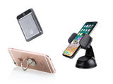 Bundle: Powerful Compact 12,000mAh Dual USB Power Bank + Dashboard Car Mount for Smartphones + Finger Grip Ring Stand