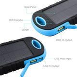 LAX Universal Waterproof 8000mAh portable dual USB solar power bank with LED Light