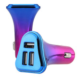 LAX 3 Port USB Car Charger - Iridescent Chrome