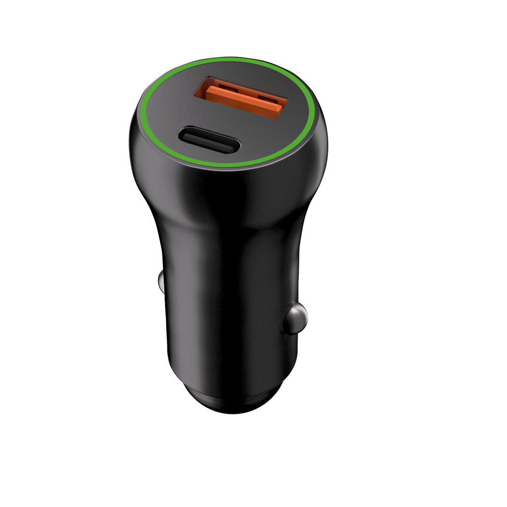 LAX Car Charger 20W with 1 USB-C and 1 USB-A - Black