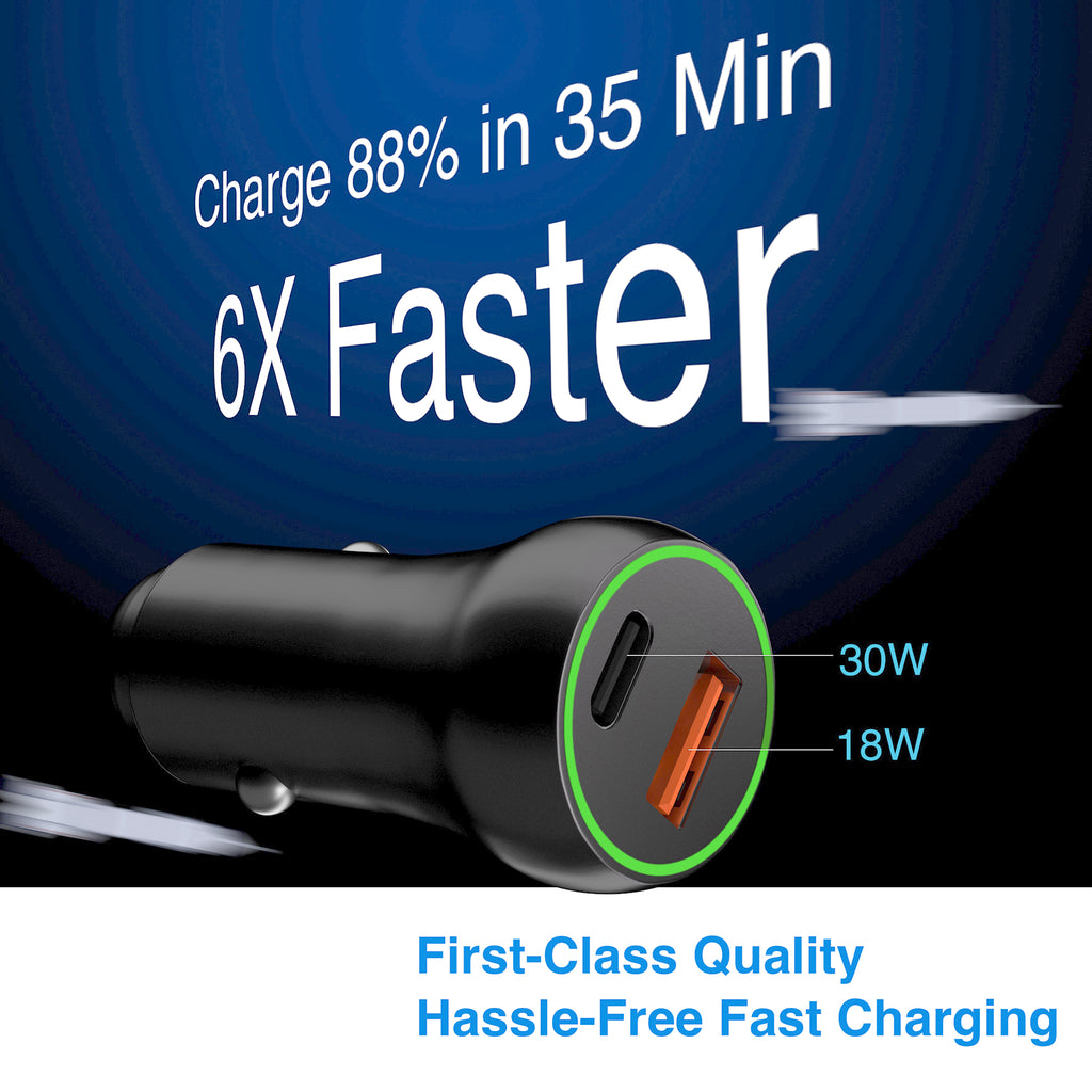 LAX Car Charger 20W with 1 USB-C and 1 USB-A - Black