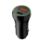 LAX Car Charger USBPD 20W with 1 USB-C and 1 USB-A - Black