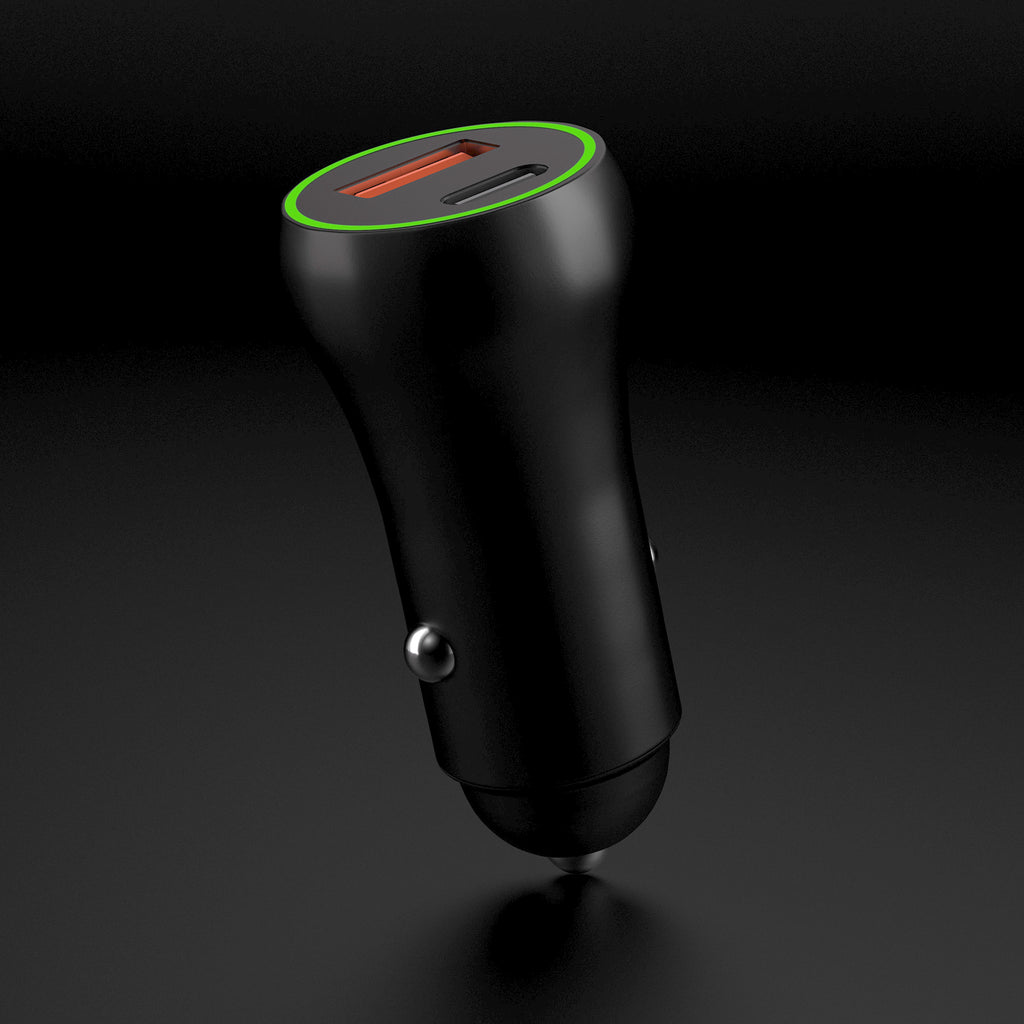 LAX Car Charger 20W with 1 USB-C and 1 USB-A - Black