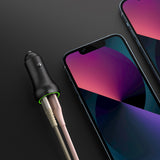LAX Car Charger USBPD 20W with 1 USB-C and 1 USB-A with Apple MFi Certified USB-C to Lightning Cable 6ft - Black